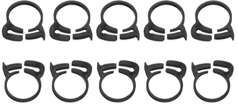 sourcing map 10 Pcs Adjustable Double Snap Grip Hose Clamps Plastic 31.5-34 Mm/1.24-1.34 Inches Inner Dia Adjustable Several Ratcheting Tubing Clamp for Home, Black