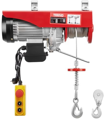 TEENO 1200W Electric Hoist Lift 600 KGS 1322 LBS/ 300KG 661LBS, Overhead Electric Hoist 220V Winch for Garage, Warehouses, SINGLE/DOUBLE LIFITING: 6 M/12M/Min, COPPER MOTOR