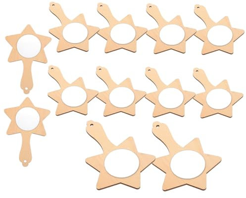 CORHAD 12stücke Teiliges DIY Holzspiegel Unbemalte Kleine Handspiegel Für Junge Mädchen Zum Basteln Handspiegel Aus Holz Zum Bemalen Fördert Kreativität Und Feinmotorik Bei Jungen Und Mäd