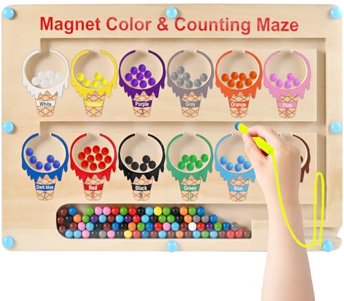 Wooderma Juguetes Niños 2 3 4 5 Años, Juguetes Montessori Laberinto Magnetico de Colores y Números con Caja Regalo, Niña y Niño, Juegos Educativos Niños o Brinquedos 2 3 4 5 Años