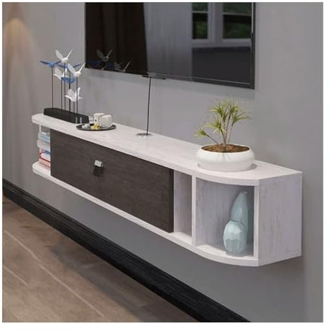 TV Schrank Hängend Schmales schwebendes TV-Regal, 63-Zoll-TV-Konsole zur Wandmontage, modernes schwebendes Regal unter dem Fernseher, schwebendes Unterhaltungsregal, TV-Ständer mit offenem Ablagefach