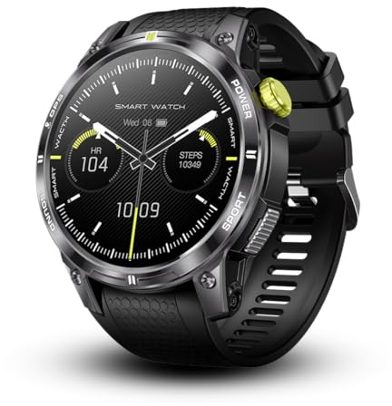 ALPHAGEAR Bravo Series II Smartwatch for iPhone & Android, Answer/Make Call, 24/7 Wellness Tracker, 1.32 AMOLED Screen, 10-14 Days Battery, IP68 (2X Screen Protector, 1x Extra Band Included)