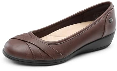 DREAM PAIRS Women's Ballet Flats Business Office Work Dress Shoes Comfortable Dressy Flats for Women,Size 8,Brown,DWUMFA2503