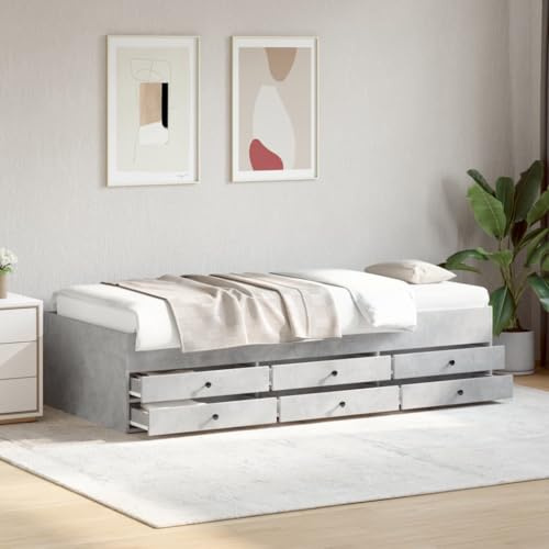 KTHLBRH Bettgestell Familienbett Doppelbett Schlafzimmer möbel Tagesbett mit Schubladen ohne Matratze Betongrau 90x200 cm
