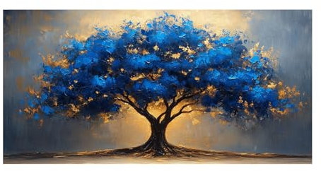 TODOAA Tableau Décoration Murale Salon arbre de vie Peintures, Peinture murale de graffiti d’arbre Image sur Toile Murale pour Chambre- Maison Bain affiche Impression - 30x60cm Sans cadre(bleu)