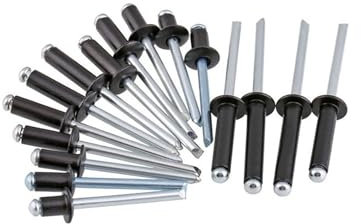 Schwarzer Ofenlack Aluminium Offenes Ende Runder Kuppelkopf Puppe Selbstverstopfen Ziehtyp Blindniet(M4 (Rundkopf), 6,4 mm (100 Stück)