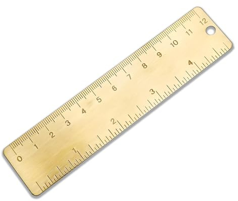 Small Rulers for Notebook Drawing Journaling, 12cm Metal Painting Drawing Tool, Mini Drawing Ruler Set, Pure Brass Measuring Tools, Bookmark Ruler for Notebook School Office Home Workshop (Gold)