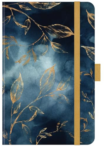 Premium Timer Small Blätter im Wind - Kalender 2026 - Korsch-Verlag - Taschenkalender A6 mit Stifthalter, Lesebändchen und Zetteltasche - eine Woche auf 2 Seiten - 9 cm x 14 cm