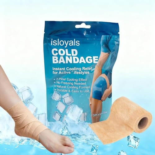 ISLOYALS Ice Tape for Athletes, Instant Cooling and Compression Tape, No Refrigeration Needed, Self Stick Bandage Wrap for Pain & Swelling Relief (Beige)