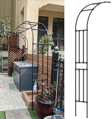 Metall-Gartenbogen für Kletterpflanzen, robuste Stahlstützbögen, langlebige Laubenspalier-Gartendekorationen, Torbogen, Pergola im Freien für Terrassenrasen, Hochzeitsfeiern(60x240x40CM/2.0x7.9x1.3ft)