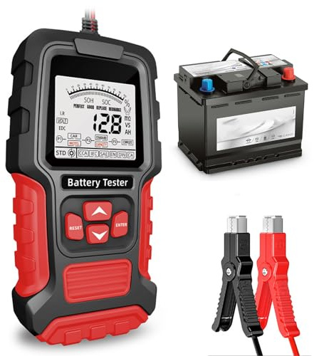 Tester batteria per auto, 12 V/24 V, tester per batterie auto, tester per batterie auto 200 – 2000 CCA, tester per auto, analizzatore digitale con display LCD per auto, camion, SUV, barca, ATV
