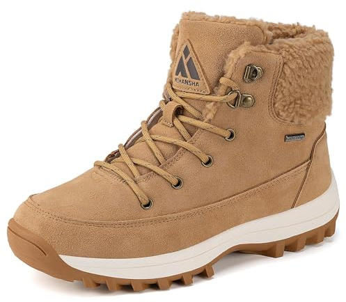 Mishansha Botas Mujer Invierno Cálidas Forradas Antideslizantes Comoda Botines de Nieve Trekking Senderismo Outdoor Marrón EU 40