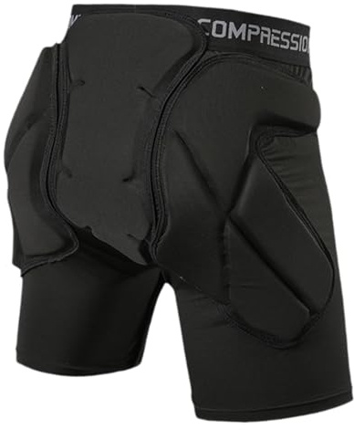 KiBcsLic Pantalones Cortos Acolchados para Protección de Cadera Y Coxis Almohadilla 3D Amortiguadora Y Material EVA Resistente Y Transpirable, Black S