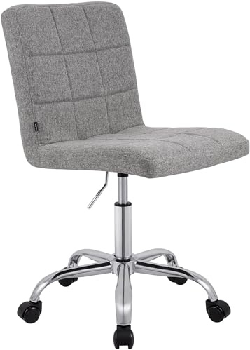 CLP Arbeitshocker höhenverstellbar mit Lehne und Rollen Darfield, Arbeitsstuhl ergonomisch 360° drehbar, Kosmetikstuhl bis 150 kg belastbar, Farbe:grau, Material:Stoff