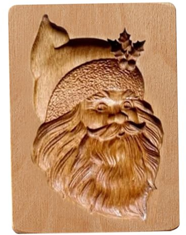 Emporte-pièce, moules à biscuits en bois sculptés timbres de Noël du Père Noël 3D presse gaufrage moules de cuisson pour pâte, muffins, biscuits, fudge, pain, sandwichs, fromage