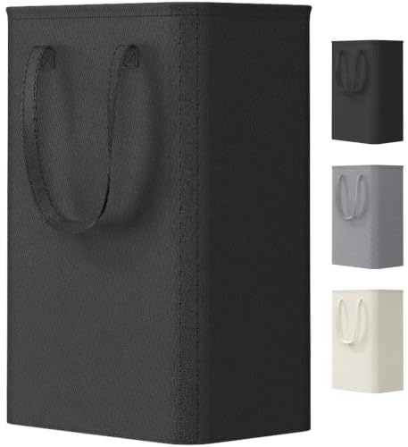 Lifewit 50L Slim Laundry Hamper, Narrow Laundry Basket with Easy Carry Handles, Small Tall Collapsible Dirty Clothes Bin in Bathroom, Bedroom, Dorm, College, Black