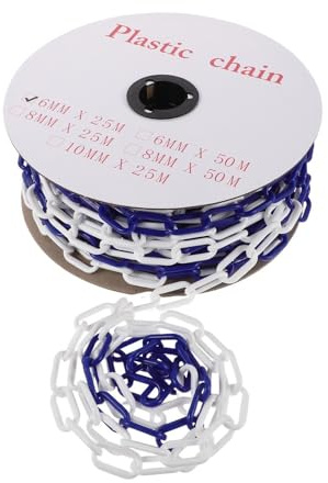 CLISPEED Cadena de Barrera de Plástico 6 Mm Azul y 25 M para Control de Tráfico y Seguridad Vial, Cadena Ligera Resistente Intemperie para Delimitación en Estacionamientos y Eventos
