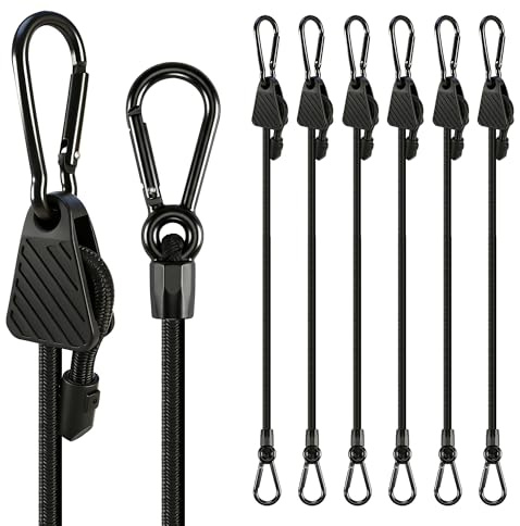 6 Stück Spanngummi mit Karabiner Verstellbar, Gepäckspanner schwarz,Expander mit Karabiner,Latex Extra Stark Gummispanner Gummibänder für Sonnensegel Tarpaulins Auto Garten Outdoor 100cm