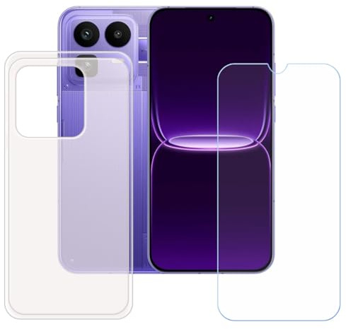 CongJiaLingXi Funda para Realme Neo8 (6.78) + Screen Protector, Translúcido Suave Silicona Caso + Cristal Templado Film Vidrio.