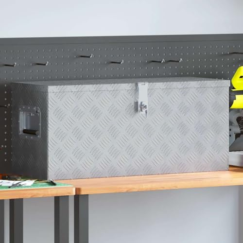Runheo Boîte en aluminium 80 x 30 x 35 cm argenté robuste avec système de verrou, poignée de transport, idéale pour rangement, stockage d'outils, atelier, garage, camping, transport léger
