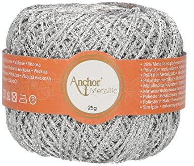 Anchor Häkelgarne, 80% Viskose, 20% MetallisedPolyester, Silver, 100m, 4716000-00301