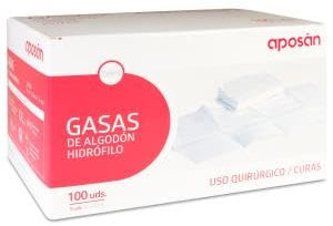 Aposán Gasas Estériles de Algodón Hidrófilo 100 unds