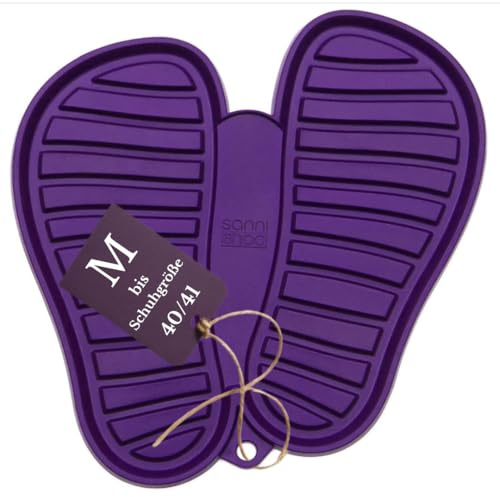 Sanni Shoo Schuhablage Schuhabtropfschale - M (bis Schuhgröße 41), violett | Flexible Schuhmatte Abtropfmatte; Waschbar bei 30°C, Schuhwanne aus BPA-freiem Kunststoff, in Europa gefertigte Schuhschale