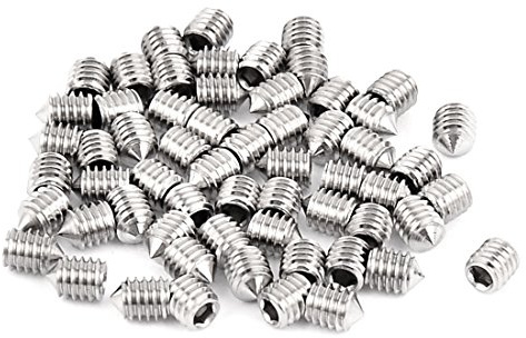 sourcing map Vis Pointeau Conique pour Poignée de Porte Vis Sans Tête Hexagonale M4 x 5 mm 304 en acier inoxydable 60pcs