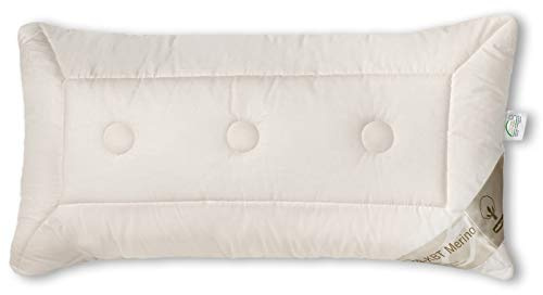 franknatur Kopfkissen 40x80 Bio Schurwolle und Baumwolle Kissen Nadia-1 | Füllung aus 100% Bio Merinowolle-Vlies, Bezug 100% Bio Baumwolle, stützend, atmungsaktiv, waschbar, Oeko-TEX