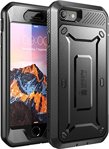 SUPCASE Outdoor Hülle für iPhone SE 2022/2020, iPhone 7 Case iPhone 8 Handyhülle [Unicorn Beetle PRO] Bumper Schutzhülle Stoßfest Cover mit Displayschutz und Gürtelclip, Schwarz