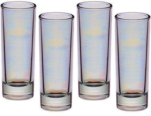 KitchenCraft BarCraft Juego de 4 vasos de Chupito de Efecto Iridiscente Arcoíris de Cristal 60 ml