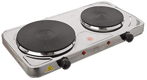 Kitchen Perfected 2000w Double Hotplate / Cast Iron Hotplate / Variable Heat Setting / Overhead Protection / Corrosion Resistant / Non-slip Rubber Feet / Easy Clean Finish / E4203SS / Stainless Steel