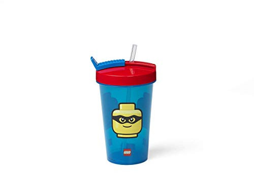 LEGO 40440001 Tasse avec Paille Iconic, Classique garçon, Bleu/Rouge, taille unique