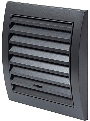 Rejilla de ventilación de 150 x 150 mm, color antracita, con control deslizante y protección contra insectos, ABS con cerradura