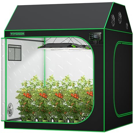 VIVOSUN R556 5x5 Grow Tent, 60x60x72 Roof Cube Tent with Observation Window and Floor Tray for Hydroponics Indoor Plant for VSF6450