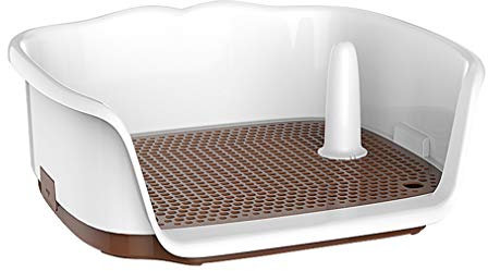 ADASP Hundetoiletten Potty Indoor Restroom Hundetraining WC Puppy Pad Halter mit abnehmbarem Pfosten und Wandabdeckung für Hunde und Katzen Braun/Grau/Pink/Blau