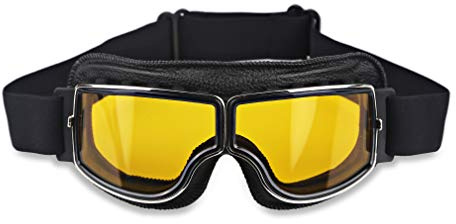 Ashilun Retro Pilot Motorradbrille beschlagfrei Warm Reitbrille ATV Bike Motocross Brille Schutzbrille