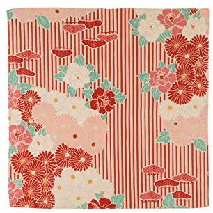 NOREN Furoshiki Wickeltuch klein 50 cm (Retro Blume Rot), hergestellt in Japan, 100% Baumwolle, japanische Bento-Lunch-Tasche, japanisches Bandana