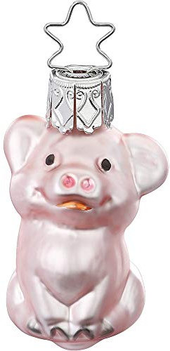 Christbaumschmuck Schwein 5,5cm mundgeblasenes Glas handbemalt - Weihnachtsbaumschmuck Ferkel Rosa - Weihnachtsdeko Anhänger Bauernhof - Weihnachtskugeln & Glasfiguren Tiere