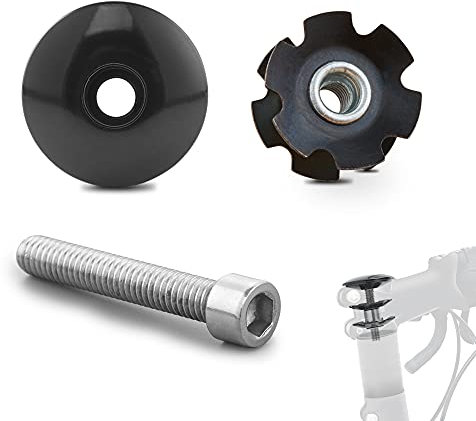 baluoqi Fahrradsteuersatz-Oberkappe (Schwarz) Aluminiumlegierung Steuersatz-Sternmutter Vorbaukappe Passend für 1-1/8 Vorbauten und Gabeln