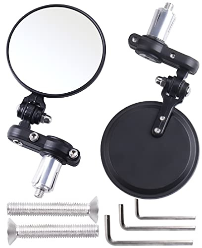 ORAEVY Universal-Motorradspiegel, 7,6 cm, rund, 2,2 cm (7/8 Zoll), klappbar, Seitenspiegel, kompatibel mit E-Bike, Honda, Roller, Suzuki, Yamaha, Kawasaki, Victory Harley Ducati und mehr