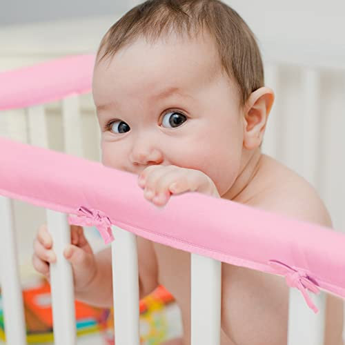 ISAKEN Bettkantenschutz Für Kinderbetten, Schutz für Bettrahmen Kantenschutz Baby Babybett Umrandungen Nestchen Kopfschutz Gitterbett Umrandung 132x17 cm Schutz vor Kauen und Kratzen durch das Baby