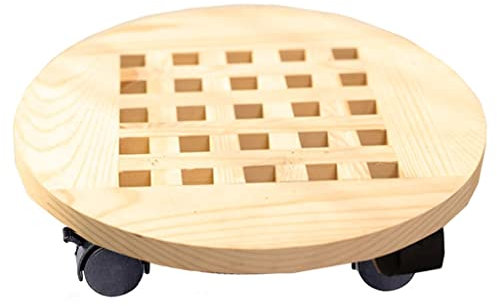 DUNAKE Pflanzenroller Rund Aus Holz, Rollbrett Pflanzen Rund, Runtersetzer Mit Rollen Rund, Indoor-Outdoor-Pflanzwagen Mit 360 ° Drehbaren Rollen Für Den Garten (Color : Rimary Color, Size : 20 inch)