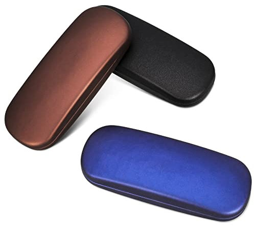 Yorgewd 3 Pack Glasses Case Hard Shell for Women Men, Portable Eyeglasses Case Retro Eyeglasses Holder Box for Travel Study Work