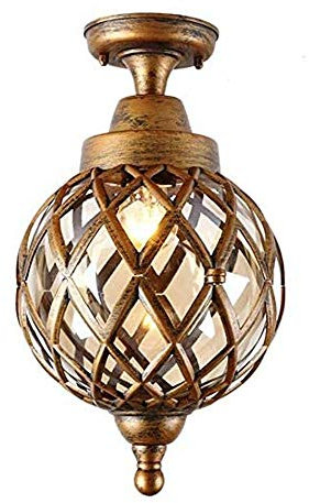 Lampadario da Esterno da Giardino Impermeabile Europeo Vittoriano retrò Metallo Vintage Industriale Palla a Sospensione Lampada a Sospensione Globo Lanterna in Vetro Villa Padiglione Cortile terrazza
