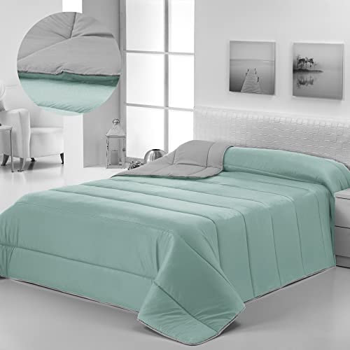 Donegal Collections - Edredón Nórdico Bicolor Reversible Cama 105/120 cm Color Aqua/Gris. Edredón de Fibra 350 g /m3, Ligero, Tacto Suave, Transpirable Otoño/Invierno