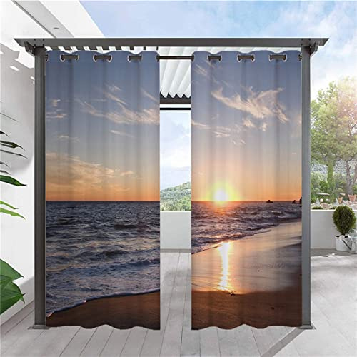 Heavyoff Outdoor Vorhänge Wasserdicht, Wetterfest Sichtschutz Terrasse Sonnenschutz für Balkon Veranda Pergola Gartenlaube 2 Stück, Stil 3, 132x213cm