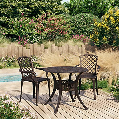 Festnight Balkon-Set Aluminium, Balkongruppe,Garten Essgruppe Aluminiu, Sitzgruppe Garten mit 2X Sessel und Tisch, Gartengarnitur, Sitzgruppe Aluminium, Sitzgarnitur Aluminium Bronzefarben