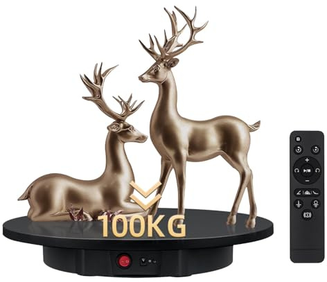 Mcbazel 360° roterande platta elektrisk 42 cm, professionellt fotograferingsstativ, 100 kg, motordriven roterande platta, automatisk display, 360 graders rotering, för video/smycke/klockor – svart