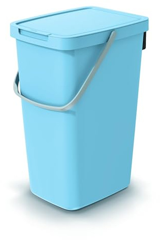Mülleimer Müllbehälter Abfalleimer Biomülleimer mit Griff und Klappdeckel Abfallsammler Mülltonne Müllsortierer Papierkorb (25L, Blau)